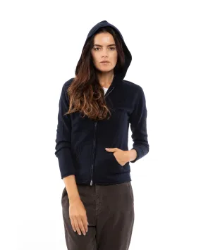 Women's Pure Cashmere Hoodie Sweater Night Blue